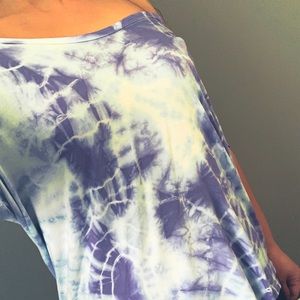 Blue tie dye off the shoulder shirt